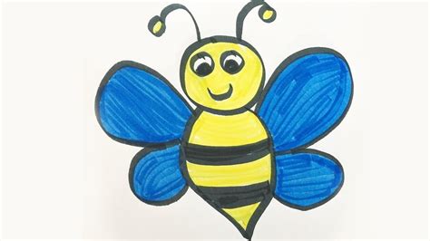 How To Draw And Color A Bumble Bee For Kids Bee Drawing Bee Drawing