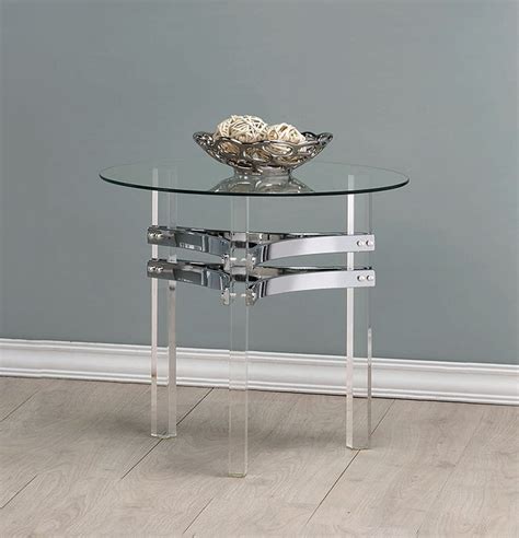 Sizes are approximate, within 1/2, but the picture is an actual table. Coaster Furniture Clear Glass Acrylic Legs End Table | The Classy Home
