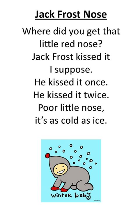 Itty Bitty Rhyme Jack Frost Nose Preschool Songs Fun Songs For Kids