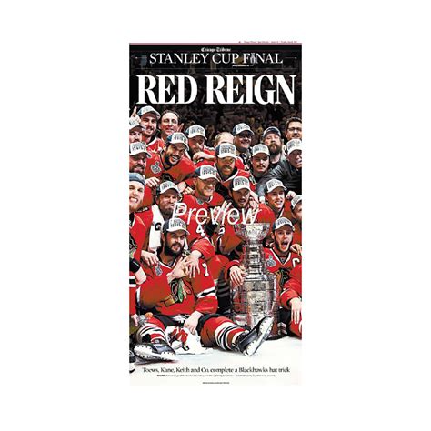Chicago Blackhawks 2015 Stanley Cup Win Red Reign Front Page Poster
