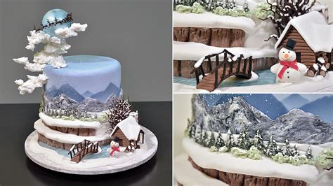 Winter Themed Fondant Scenery Cake Yeners Way