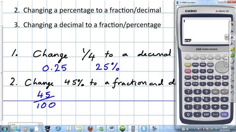Fractions Decimals And Percentages With A Calculator Youtube