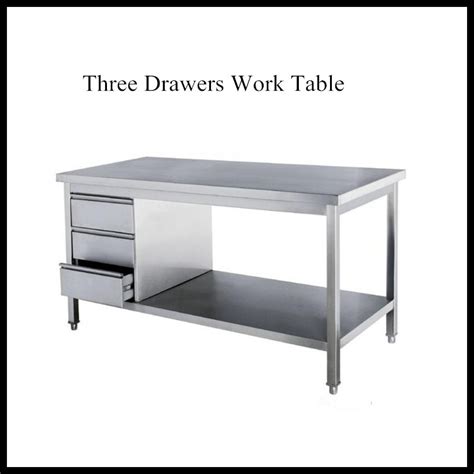 A smooth work surface is ideal for preparing and processing sauces, meats and vegetable, and is large enough to complete most arts and crafts projects. Heavy Duty Stainless Steel Kitchen Work Table With 4 ...