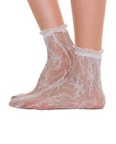 Lace With Ruffle Ankle Socks White Piin