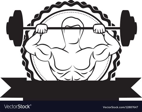 Silhouette Sticker Border With Muscle Man Lifting Vector Image