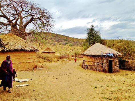 Fotoğraf Peyzaj Ev Kulübe Kuru Köy Afrika Kültür Tanzanya Geleneksel Kırsal Alan