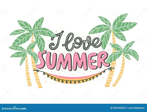 Colorful Summer Lettering Design In Modern Style Stock Vector