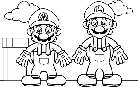 Welcome to the magnificent world of coloring! Mario Coloring pages - Black and white super Mario ...