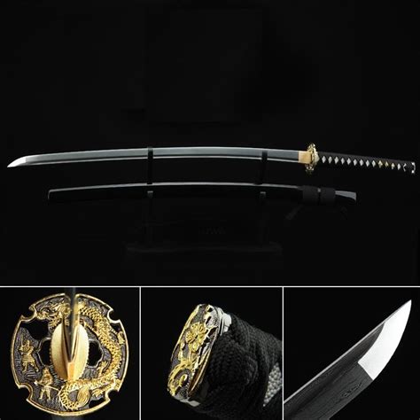 Handmade Golden Dragon Tsuba Real Katana Japanese Samurai Swords