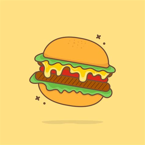 Cute Burger Cartoon Illustration Vector Icon 2178835 Vector Art At Vecteezy