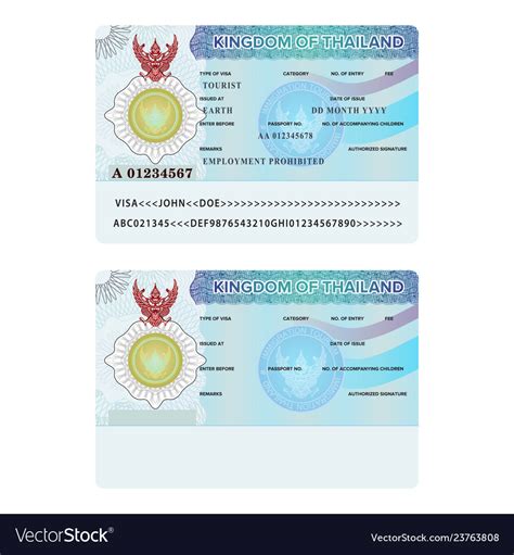 Thailand International Passport Visa Sticker Vector Image