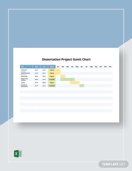 Dissertation Project Gantt Chart Template Excel