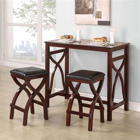 Tribecca Home Zoe Cherry X Based Space Saver 3 Piece Counter Height Breakfast Set Overstock