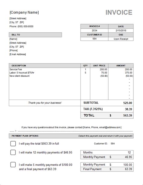 Billing Invoice Template For Excel