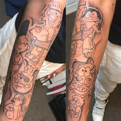 This tattoo is all about two lovers. 90 S Inspired 90s Cartoon Tattoo Half Sleeve