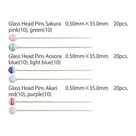 Tulip Glass Head Pins Shizuku 20 Ozquilts