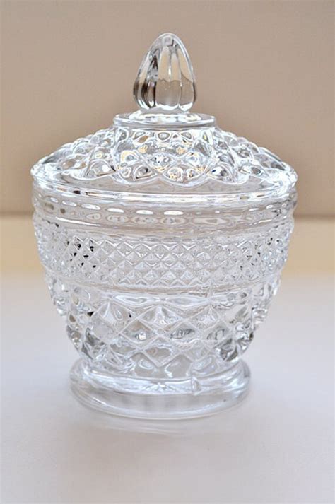 Vintage Pressed Glass Sugar Bowl With Lid By Maudeandlola On Etsy