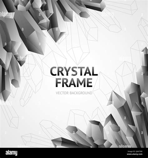Monochrome Water Ice Crystal Polygonal Shape Minerals Frame Vector