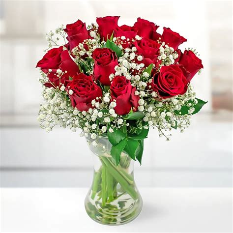 1 Dozen Red Rose Vase The Grand Roses