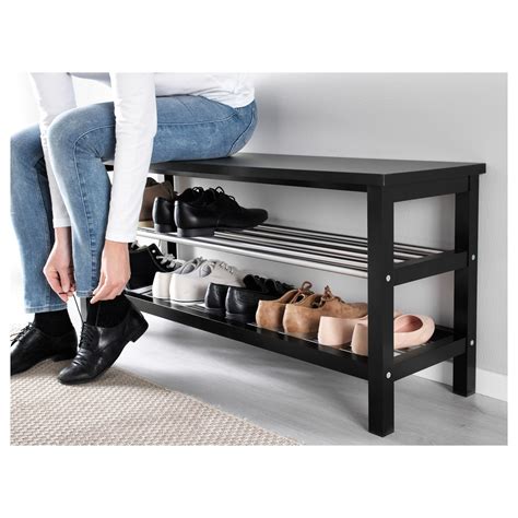 Ikea Tjusig Bench With Shoe Storage Black Bench With Shoe Storage