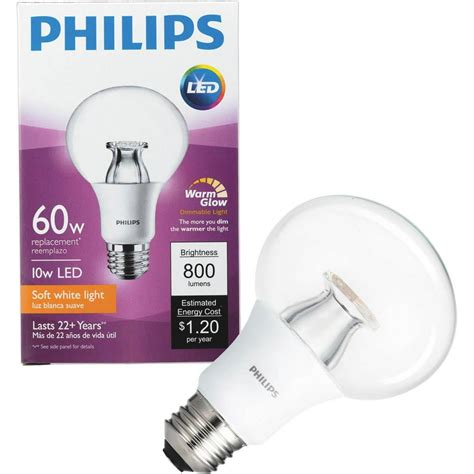 Philips Led Dimmable Light Bulb G25 Soft White With Warm Glow 60 We