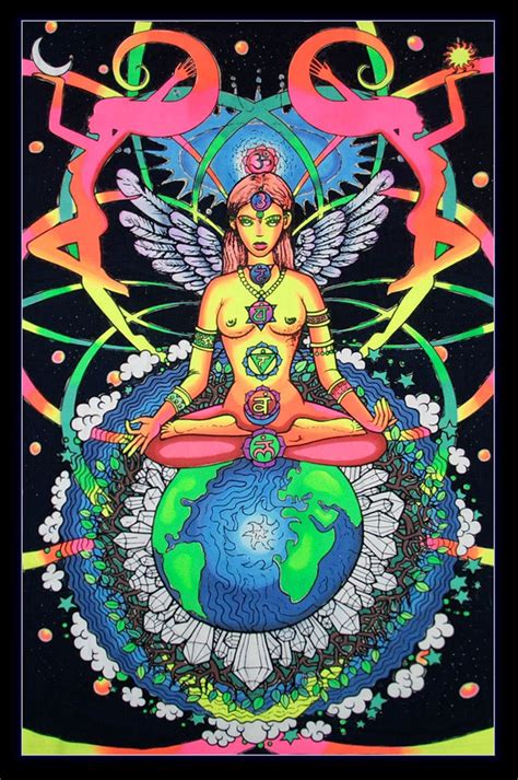 Trippy Wall Art Chakra Goddess Psychedelic Tapestry Etsy