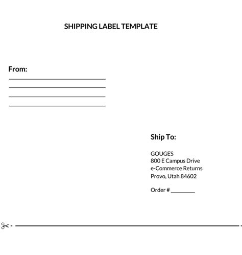 Blank Shipping Label Template