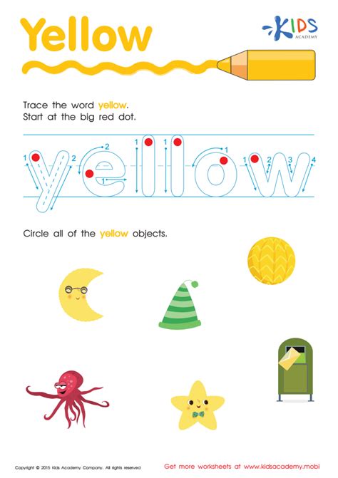 Yellow Tracing Color Words Worksheet Free Tracing Sheet Pdf Printable