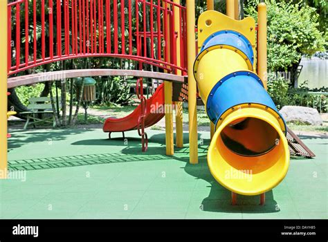 Slide Tunnel For Kids In Outdoor Playground Stock Photo Alamy