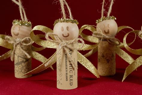 wine cork angel ornaments set of 4 handmade holiday decor etsy wine cork ornaments cork