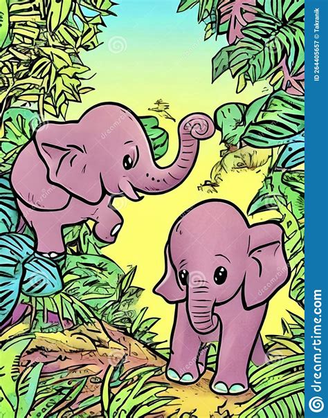 Cartoon Elephant In The Jungle Stock Illustration Illustration Of