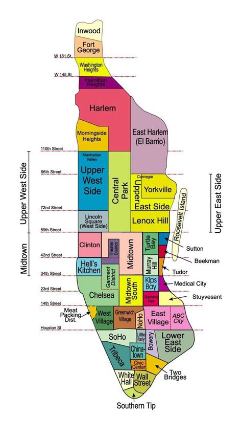 Plan Et Carte Des Quartiers De Manhattan Districts Et Banlieue De Manhattan