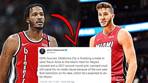 Ariza took exception to the play but was able to eventually return; BREAKING: MIAMI HEAT TRADES MEYERS LEONARD TO THE OKC ...