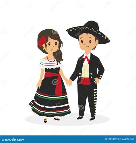 mexican couple wearing traditional dress vector stock vector illustration of latin white