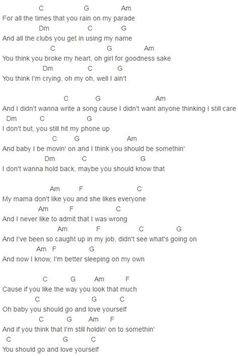 Commonly major chords are c major, a major, g major, e major, d major. Love Yourself Chords Capo 4 | Justin Bieber | Pinterest ...