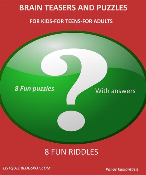 Brain Teasers And Puzzles Eight Fun Brain Teasers For All