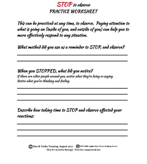 Dbt Stop Skill Worksheet