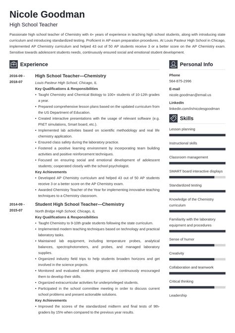High School Teacher Resume Examples Template And Guide