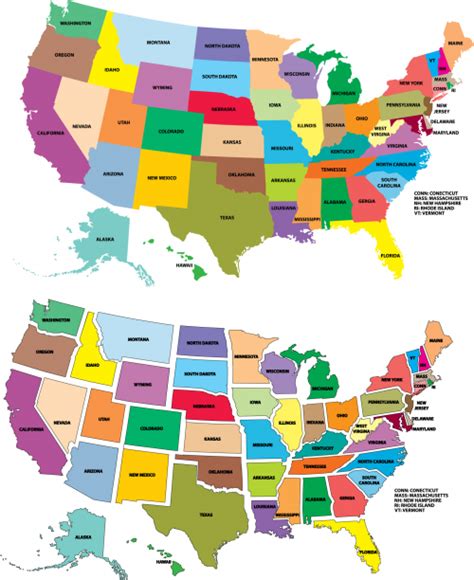 Usa Map Full Color With State Names