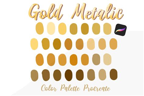 Gold Metallic Procreate Color Palette Instant Download Etsy Finland