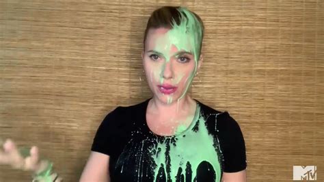 Scarlett Johansson Gets Slimed By Husband Colin Jost During Acceptance Speech At Mtv Movie