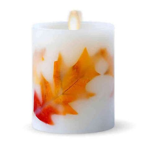 Luminara Fall Leaves Real Flame Effect 45 Inch Pillar Candle In Ivory