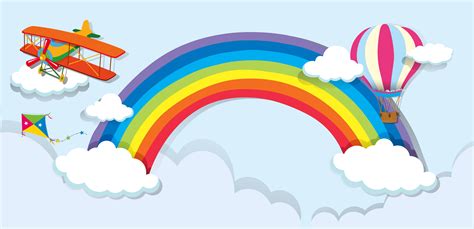 Airplane And Balloon Over The Rainbow 519494 Download Free Vectors