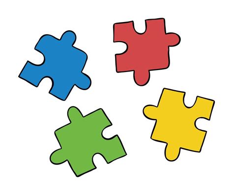 Cartoon Vector Illustration Of Compatible 4 Puzzle Pieces In Different