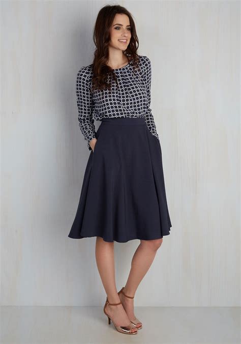 Just This Sway Midi Skirt In Navy You Definitely Have That Swing When