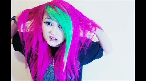 ♥ Dying My Hair Pink And Green ♥ Youtube
