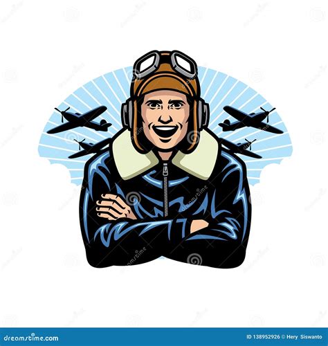 World War Pilot Smiling Stock Vector Illustration Of Aircraft 138952926