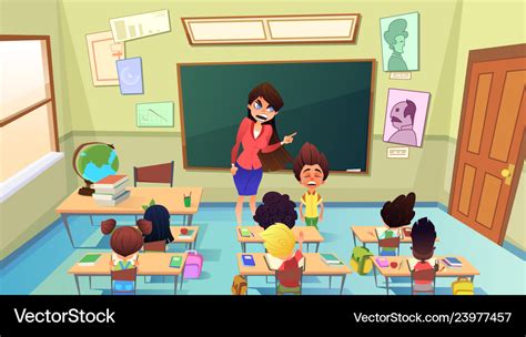 Classroom Animated Teacher Cartoon Student Teacher Classroom The