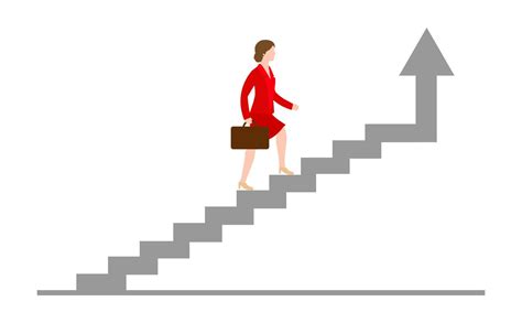 Businesswoman Rising Up The Stairs Of The Career Growing Career
