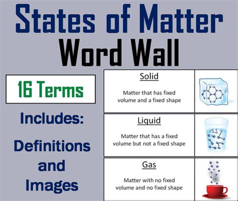 States Of Matter Word Wall Cards Teaching Resources